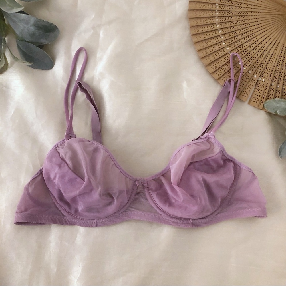 3/$12 Vintage Lormar Lavender Lightly Lined Mesh Demi Bra